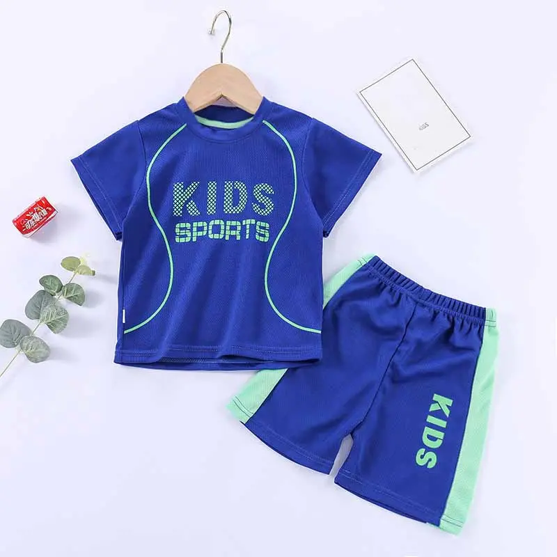 Kids Boys Clothes Sets Summer Sports Ball Suit Girls  Short Sleeve Basketball  T-shirt Shorts 2Pcs Children's Football Outfit