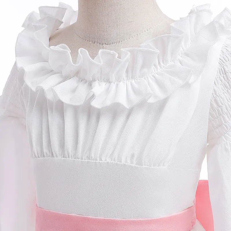 Girls Casual Dresses Children's Bow Princess Dress Summer Sweet Cute Frock Kids Long Sleeve Cake Costume Baby Party Mesh Skirts