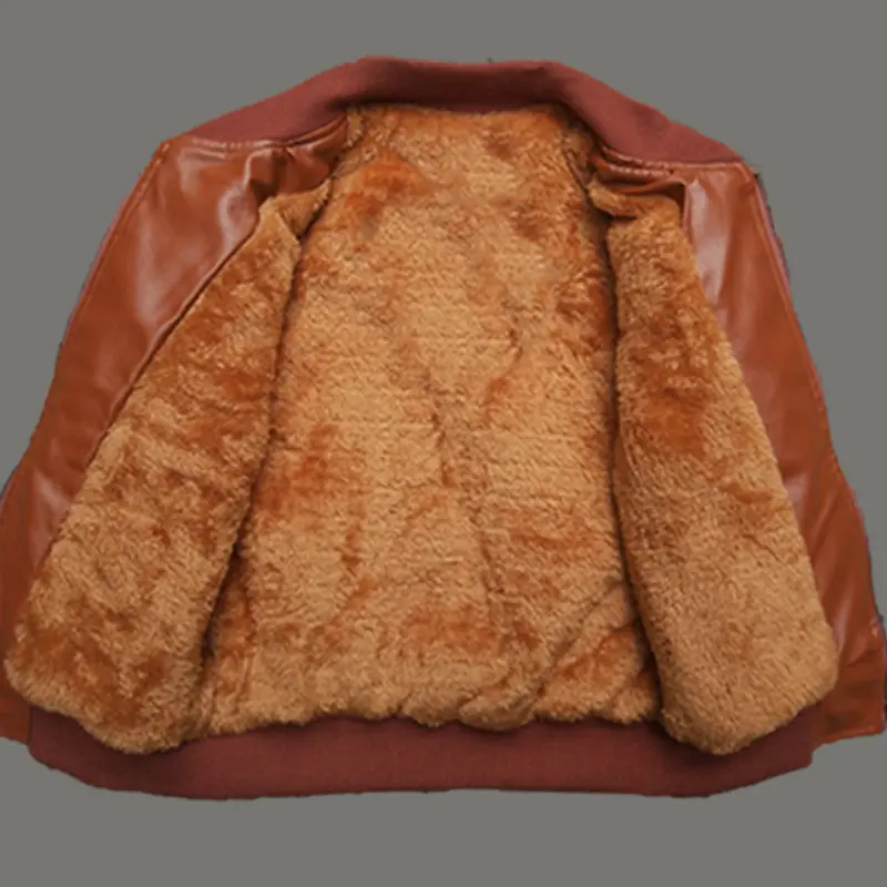 2-14 Years Boys Winter Plus Velvet Thicken PU Jackets Fashion Kids Clothing New Children's Warm Zipper Plush Leather Coats