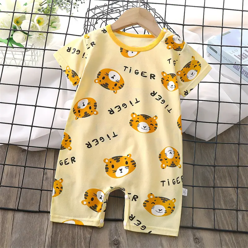 New Infant Jumpsuit Girls Cartoon Crawling Clothes Boys Summer Thin Romper Baby Summer Short-Sleeved Casual Costume 0-2 Years