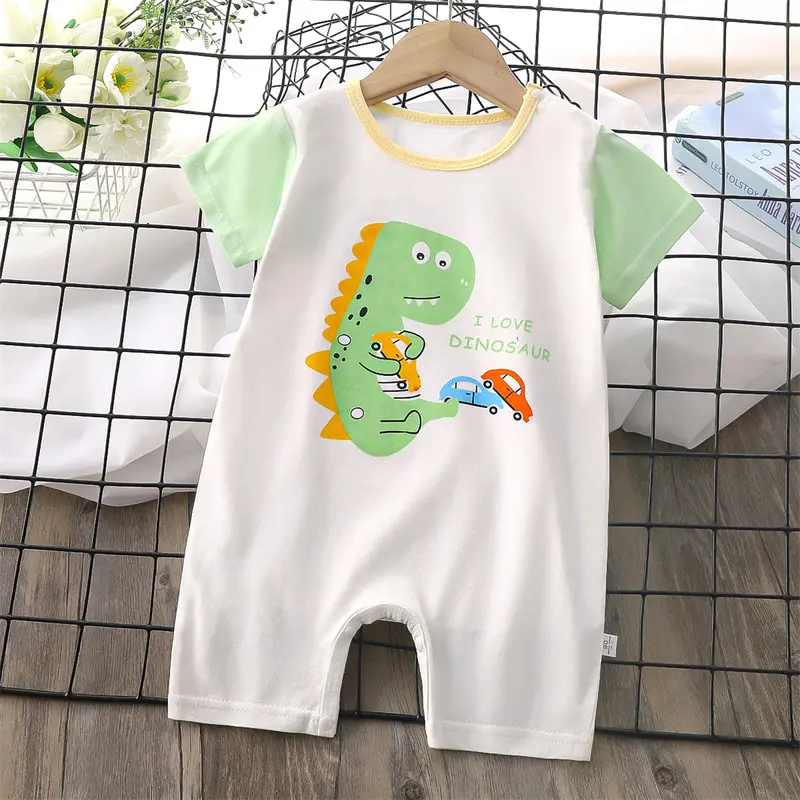 New Infant Jumpsuit Girls Cartoon Crawling Clothes Boys Summer Thin Romper Baby Summer Short-Sleeved Casual Costume 0-2 Years