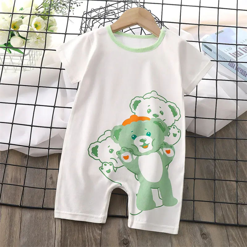 New Infant Jumpsuit Girls Cartoon Crawling Clothes Boys Summer Thin Romper Baby Summer Short-Sleeved Casual Costume 0-2 Years