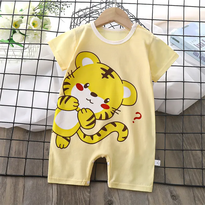 New Infant Jumpsuit Girls Cartoon Crawling Clothes Boys Summer Thin Romper Baby Summer Short-Sleeved Casual Costume 0-2 Years
