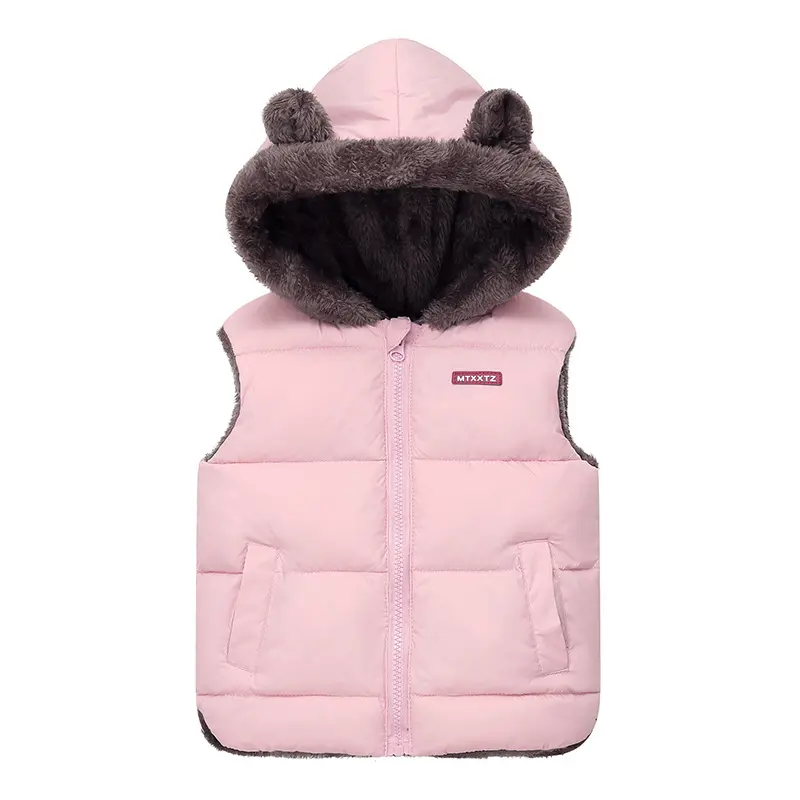 Boys Down Cotton Coat Hooded Vest Girls Padded Warm Cute Undershirt Autumn Winter Children's Fashion Casual Comfortable Jacket