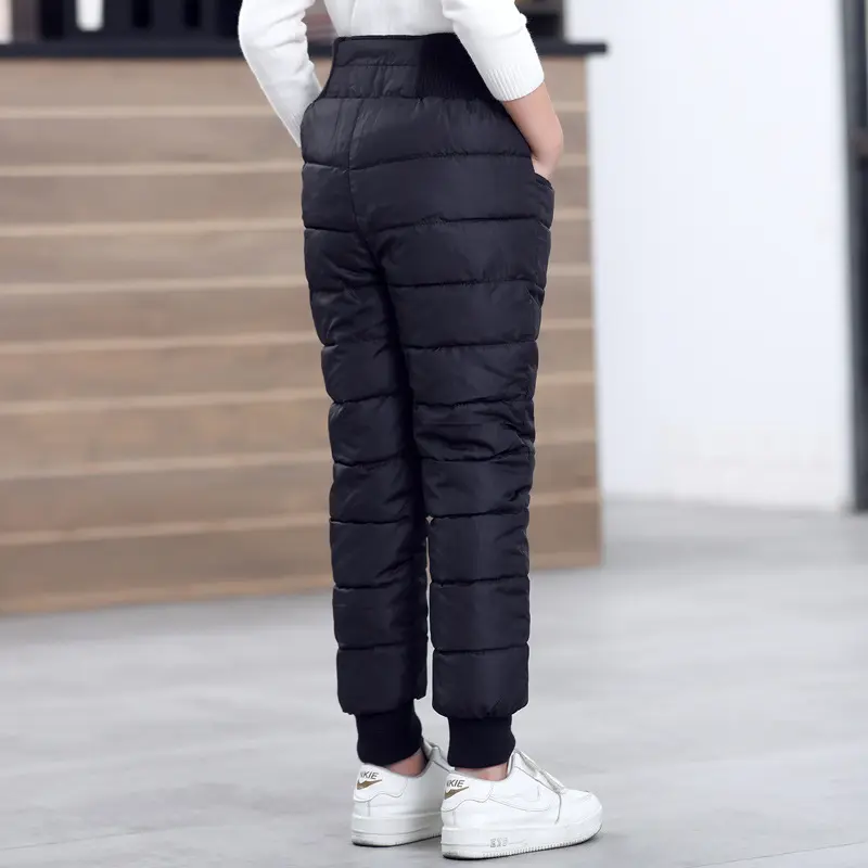 Boys Down Pants Girls Padded Cotton Trousers Children Thickened Straight Pants Winter Warm Casual Solid Sweatpants 3-12Y