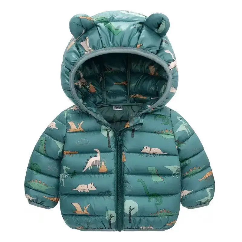 Boys Down Clothes Coats Baby Warm Hooded Down Jackets Girls Kids Cartoon Outerwear Children Fashion Overcoat Cute Top 1-5 Years