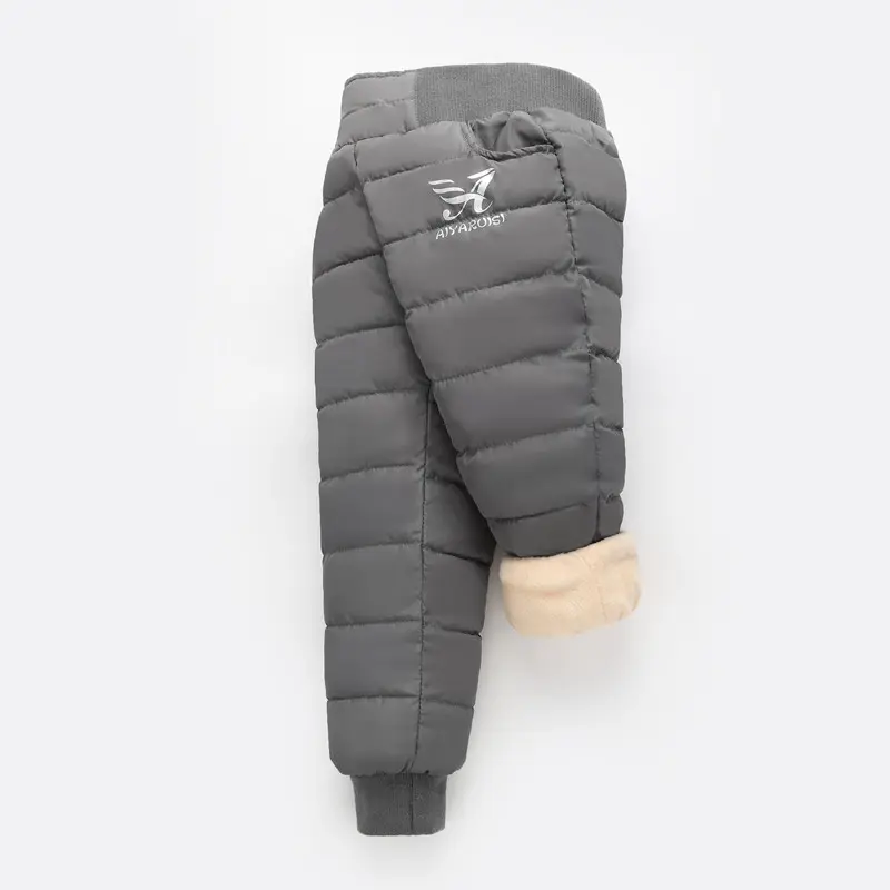Boys Down Pants Girls Padded Cotton Trousers Children Thickened Straight Pants Winter Warm Casual Solid Sweatpants 3-12Y