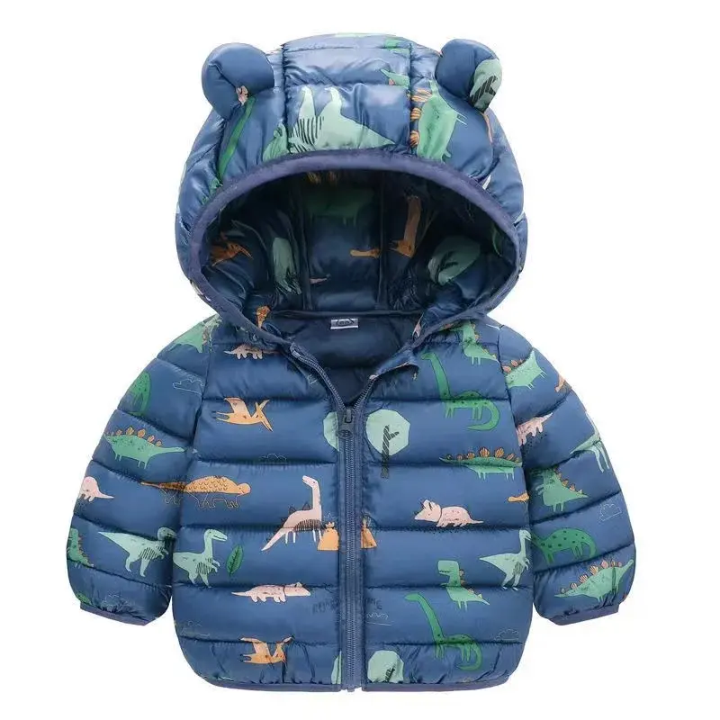 Boys Down Clothes Coats Baby Warm Hooded Down Jackets Girls Kids Cartoon Outerwear Children Fashion Overcoat Cute Top 1-5 Years