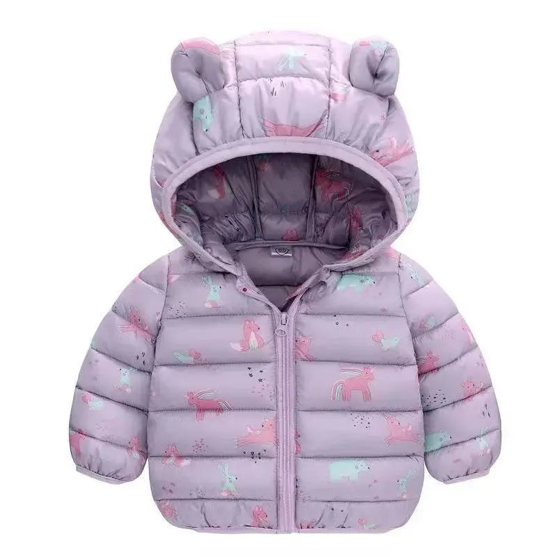 Boys Down Clothes Coats Baby Warm Hooded Down Jackets Girls Kids Cartoon Outerwear Children Fashion Overcoat Cute Top 1-5 Years
