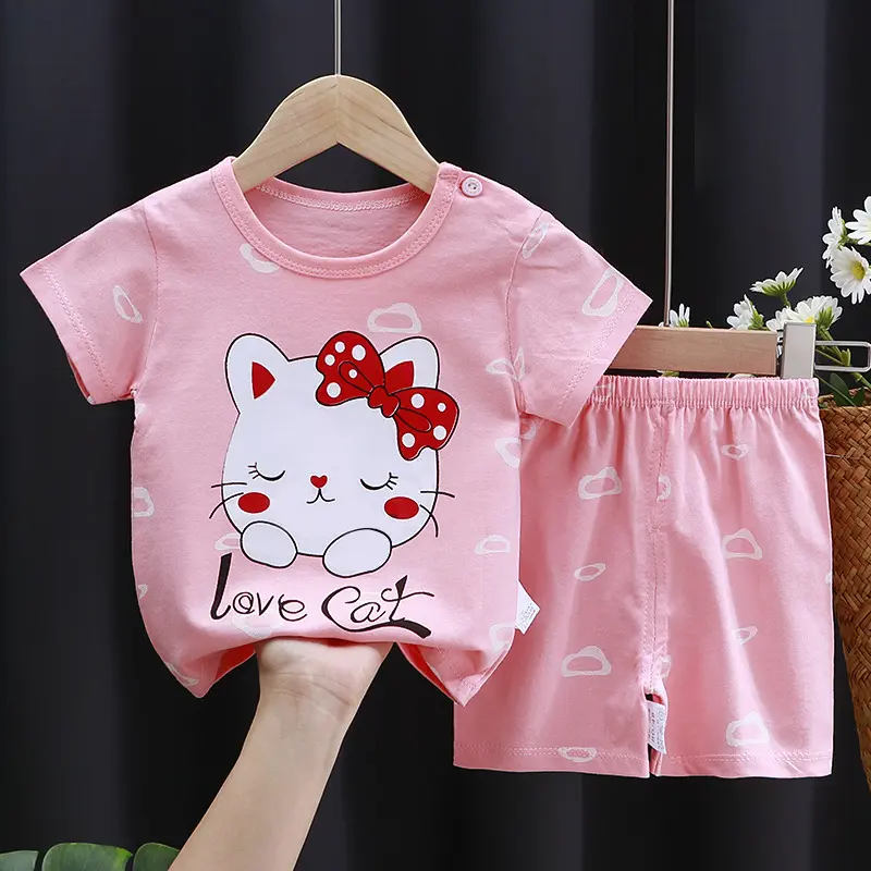 Kids Girls Tops Sets Summer Cartoon Suit Boys Short-Sleeved  T-Shirt Shorts Two Piece Infant New Cute Outfit Children's Clothing