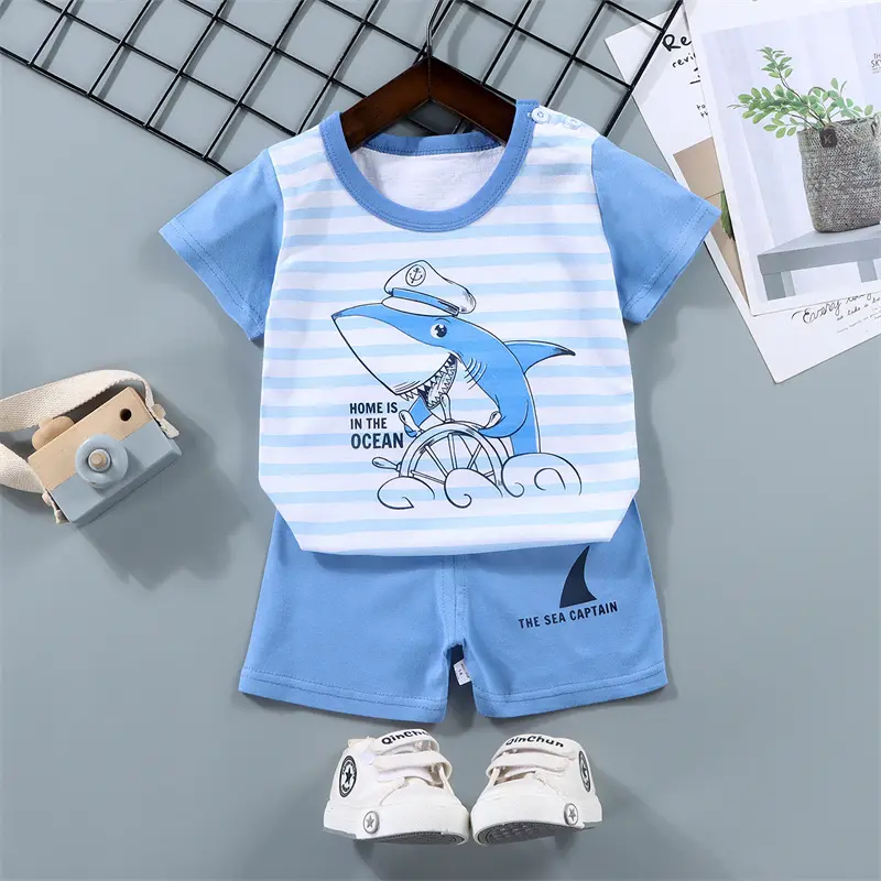 Baby Girl Clothes Sets Boy Cartoon Suit Children Short-Sleeved T-Shirt Shorts 2 Pieces New Summer Thin Casual Cute Outfit