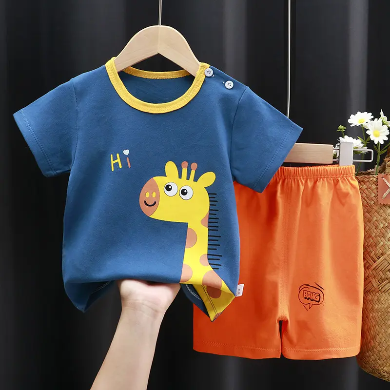 Kids Girls Tops Sets Summer Cartoon Suit Boys Short-Sleeved  T-Shirt Shorts Two Piece Infant New Cute Outfit Children's Clothing