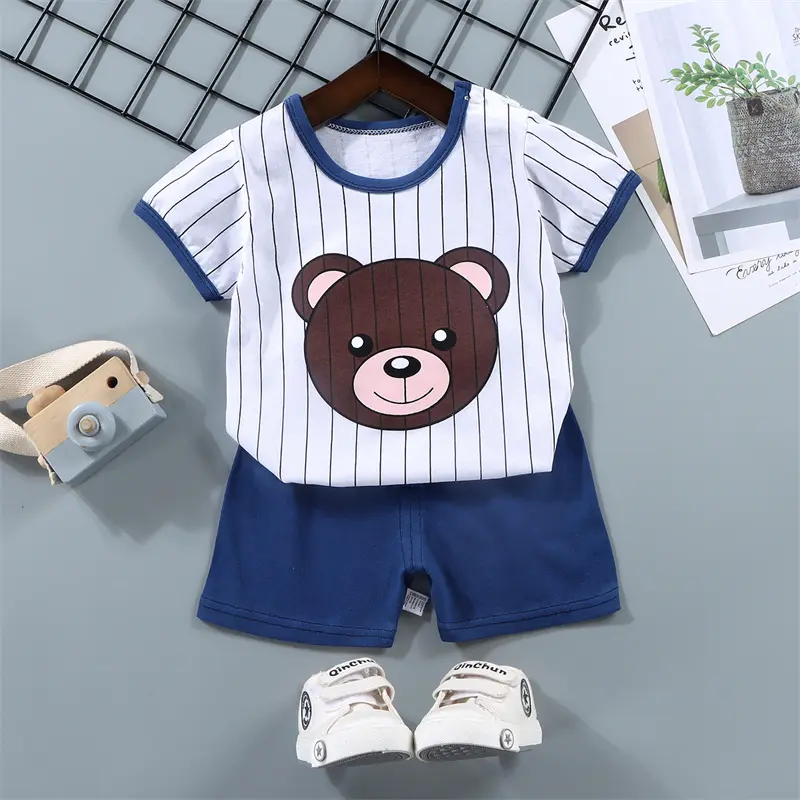 Baby Girl Clothes Sets Boy Cartoon Suit Children Short-Sleeved T-Shirt Shorts 2 Pieces New Summer Thin Casual Cute Outfit