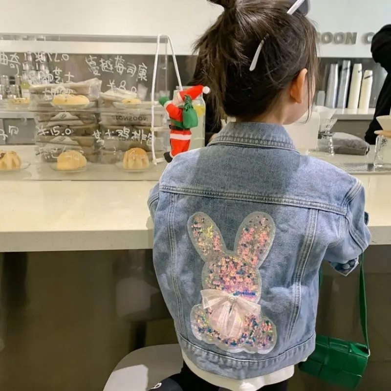2024 Girls Denim Coat Children's Fashion Casual Cute Jacket Spring Autumn New Children Loose Button Outerwear 2-10 Years Old