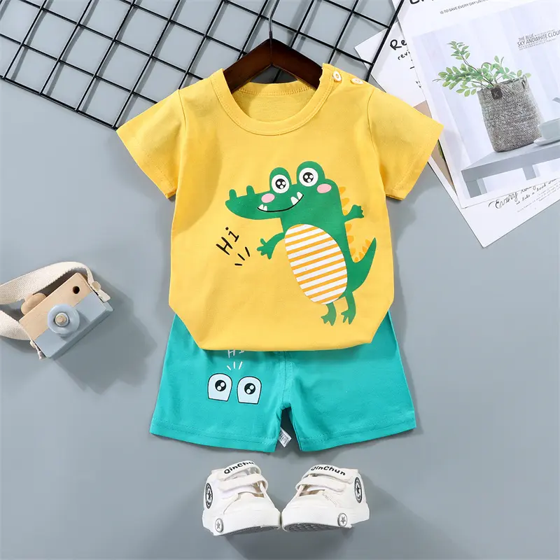 Baby Girl Clothes Sets Boy Cartoon Suit Children Short-Sleeved T-Shirt Shorts 2 Pieces New Summer Thin Casual Cute Outfit