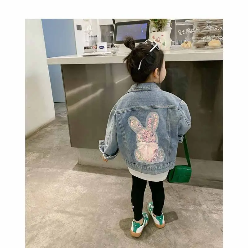 New Girls Denim Coat Children's Fashion Casual Cute Jacket Spring Autumn 2024 Children Loose Button Outerwear 2-10 Years Old