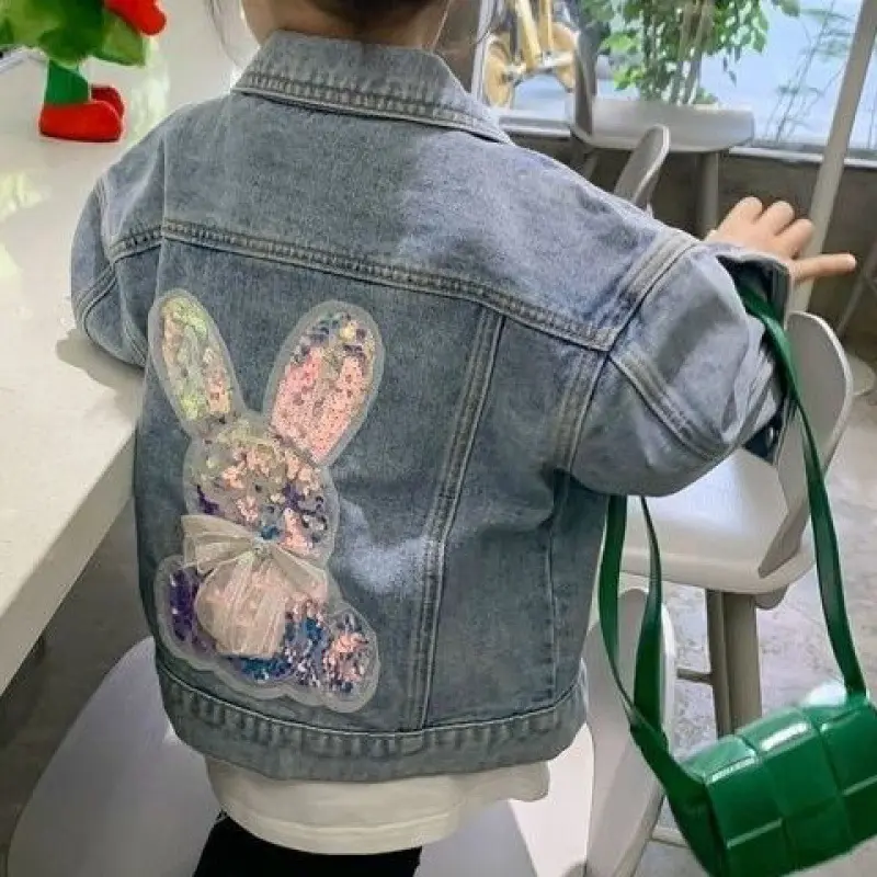 New Girls Denim Coat Children's Fashion Casual Cute Jacket Spring Autumn 2024 Children Loose Button Outerwear 2-10 Years Old