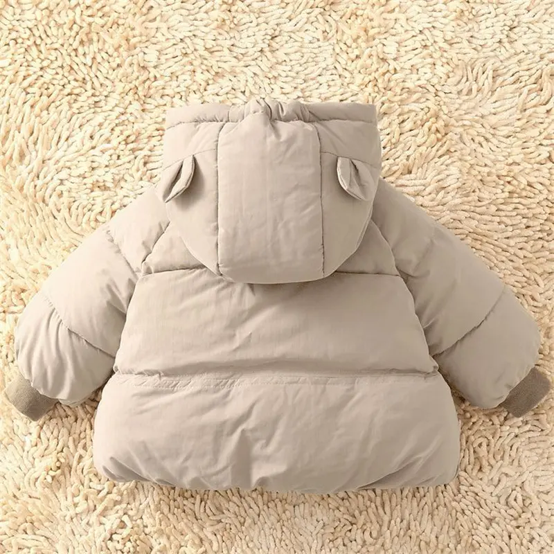 Winter Girls Coat Baby Thickened Down Jackets Boys Plush Warm Outerwear Childrens Solid Hooded Cotton Parkas Snowsuit 12M-5Y