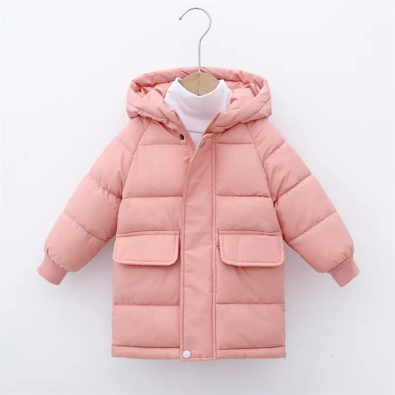 New Girls Thickened Cotton Coat Boys Warm  Jacket Winter Children Solid Hooded Outwear Teen Casual Fashion Clothing 3-10 Years