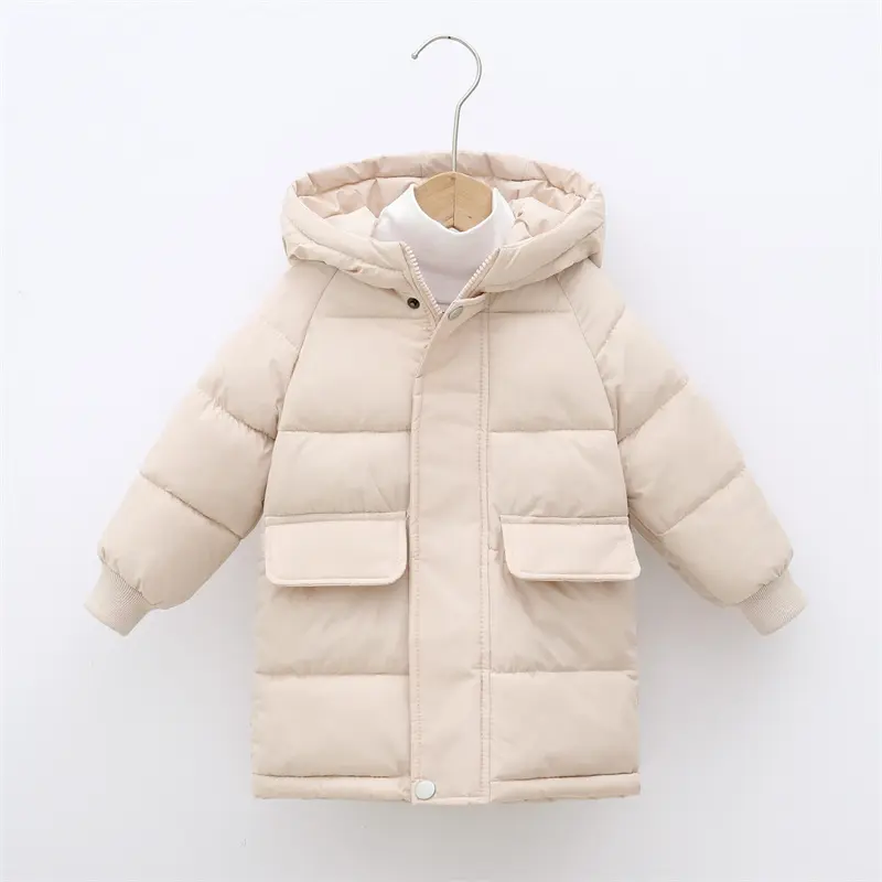 New Girls Thickened Cotton Coat Boys Warm  Jacket Winter Children Solid Hooded Outwear Teen Casual Fashion Clothing 3-10 Years