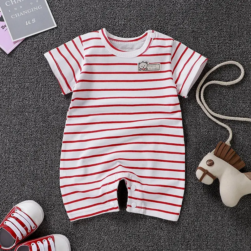 New Girls Romper Summer Baby Crawling Clothes Boys Cartoon Pajamas Kids Cotton Short-Sleeved Jumpsuits Newborn Thin Casual Tops