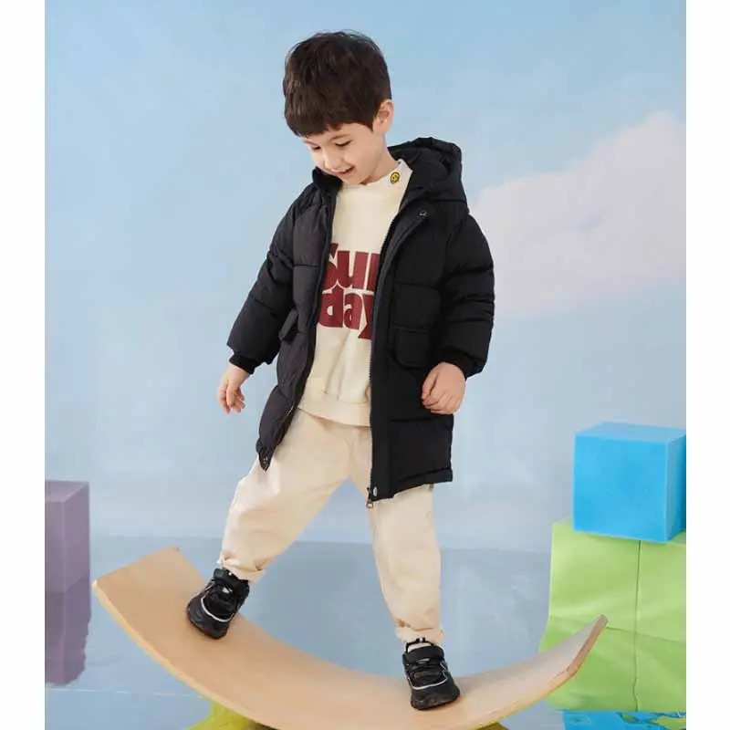 New Girls Thickened Cotton Coat Boys Warm  Jacket Winter Children Solid Hooded Outwear Teen Casual Fashion Clothing 3-10 Years