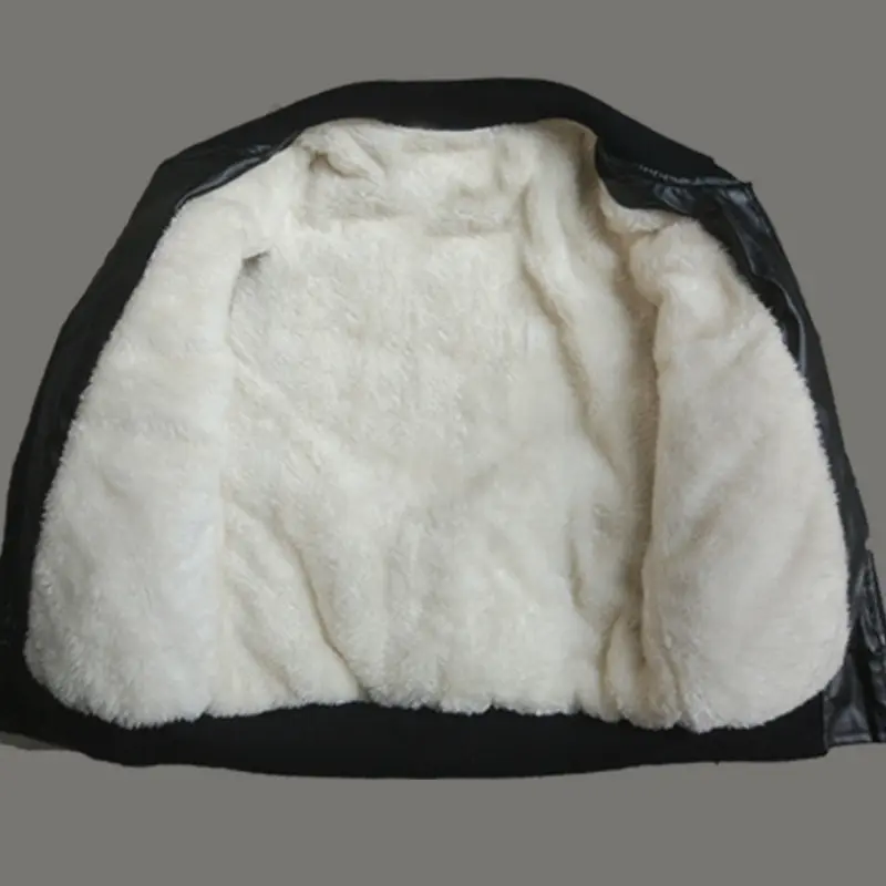 Boys Plus Velvet Leather Jackets Kids Girls Thick Coat Autumn Winter Fashion Clothing Children's Warm PU Leather Outerwear 2-14Y