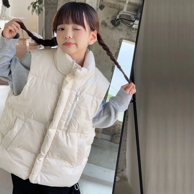Boys Vests Girls Warm Waistcoat Spring Autumn Outside Bottoming Shirt Baby Down Cotton Undershirt Children Winter Coat 4-12 Year