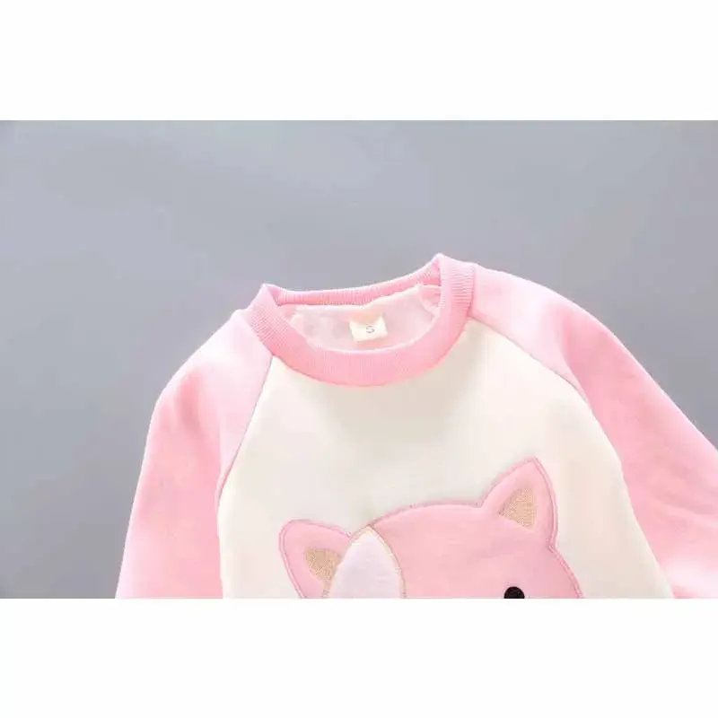 2024 Girls Padded Three Piece Children's Warm Cartoon Hooded Suit Autumn Winter Boys Fashion Casual Comfortable Sets 12M-5 Years