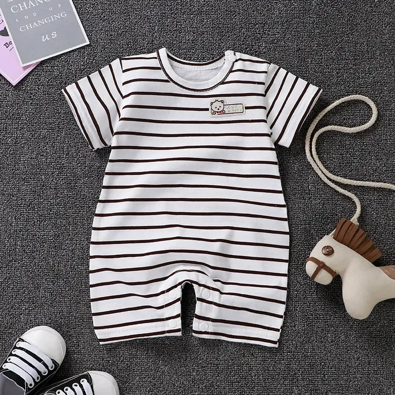 Summer Girls Crawling Clothes Baby Boys Cartoon Pajamas Children's Cotton Short-Sleeved Jumpsuits Newborn Thin Casual Romper