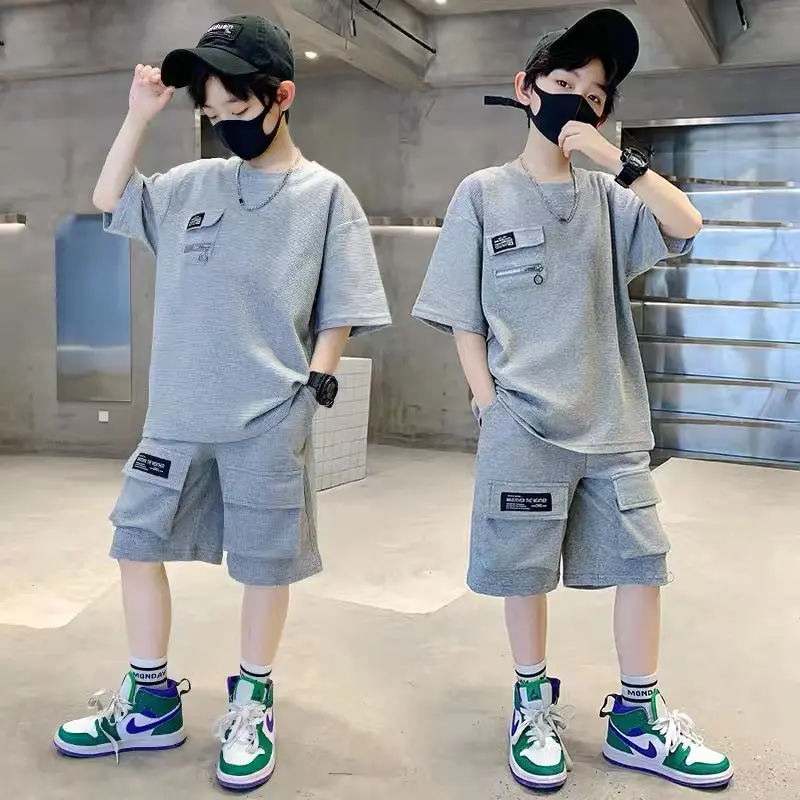 Children Clothes Sets Boys Sports Suit Summer New Fashion Outfit Kids Short-Sleeved Top Shorts 2 Pieces 2025 Teen Casual Outfit