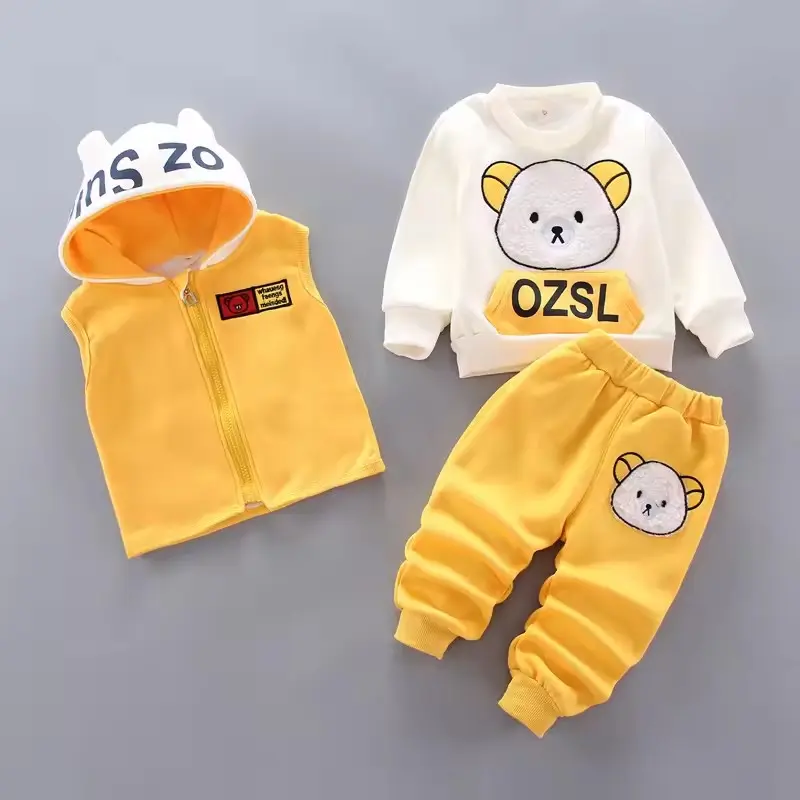 Winter Thicken Warm Sets Boys Autumn Suit Baby Girl Hooded Coat Pants 3Pcs Clothes Kids Sport Outfits Infant Baby Clothes