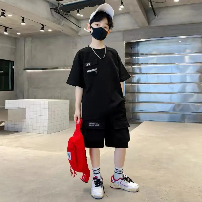 Children Clothes Sets Boys Sports Suit Summer New Fashion Outfit Kids Short-Sleeved Top Shorts 2 Pieces 2025 Teen Casual Outfit