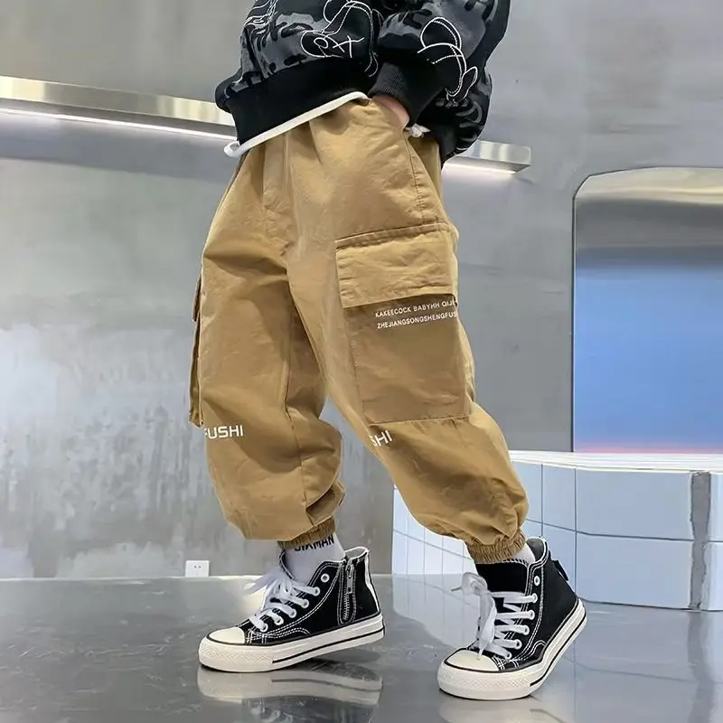 Boys Casual Pants Children Fashion Trousers Spring Autumn Big Kids Sweatpants New Teens Streetwear Baggy Pants 4-14Y