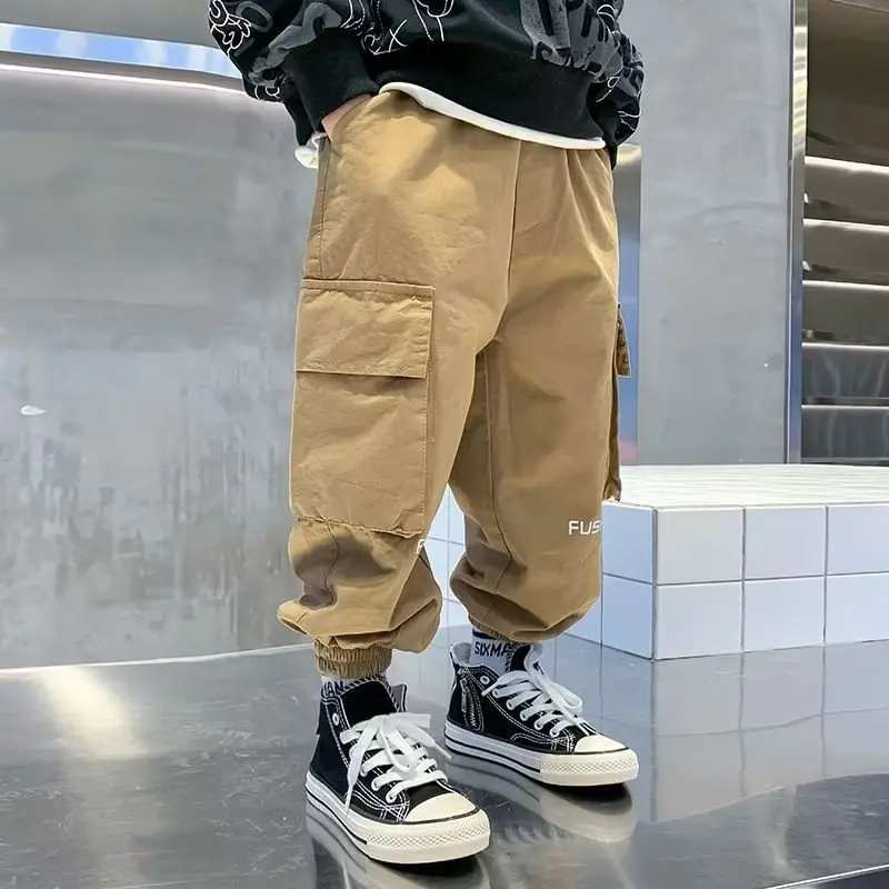 Boys Casual Pants Children Fashion Trousers Spring Autumn Big Kids Sweatpants New Teens Streetwear Baggy Pants 4-14Y