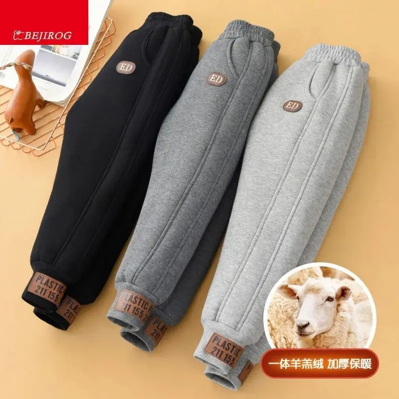 Girls Thicken Pants Boys Plus Velvet Trousers Kids Warm High Quality  Cotton Sweatpants Teens Autumn Winter Casual Clothing