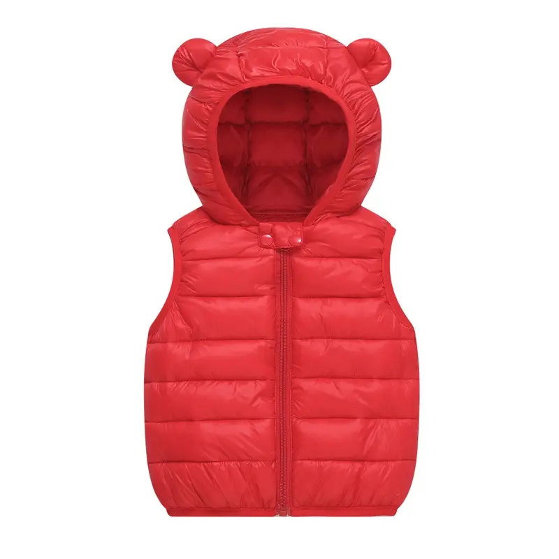Children's Down Waistcoat Boys Hooded Warm Vest Girls Zipper Coat Baby Casual Outerwear Autumn Winter New Clothes 12M-6 Years