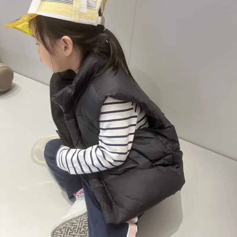 Boys Girls Vests Winter Coat Autumn Outside Bottoming Shirt Baby Down Cotton Undershirt Children Spring Clothes 4-12 Year