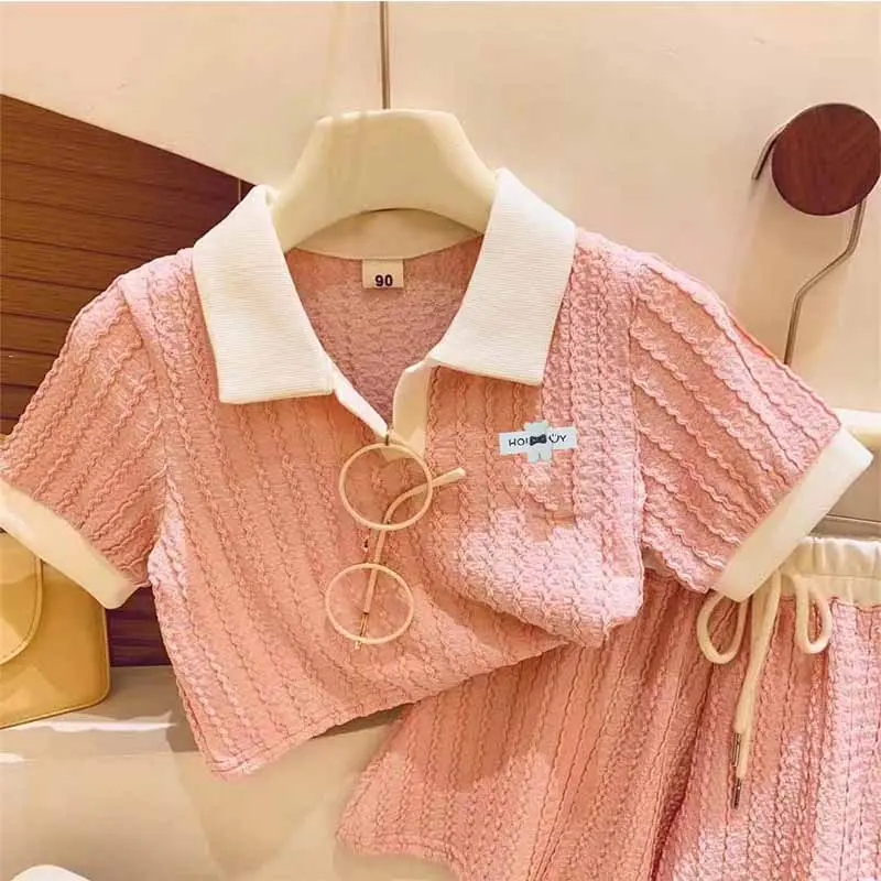 Baby Girls Cute Sweet Clothes Set Kids Casual Short Sleeve Top Pant Outfit Summer New Children Comforts Fashion Sportswear 2-10Y