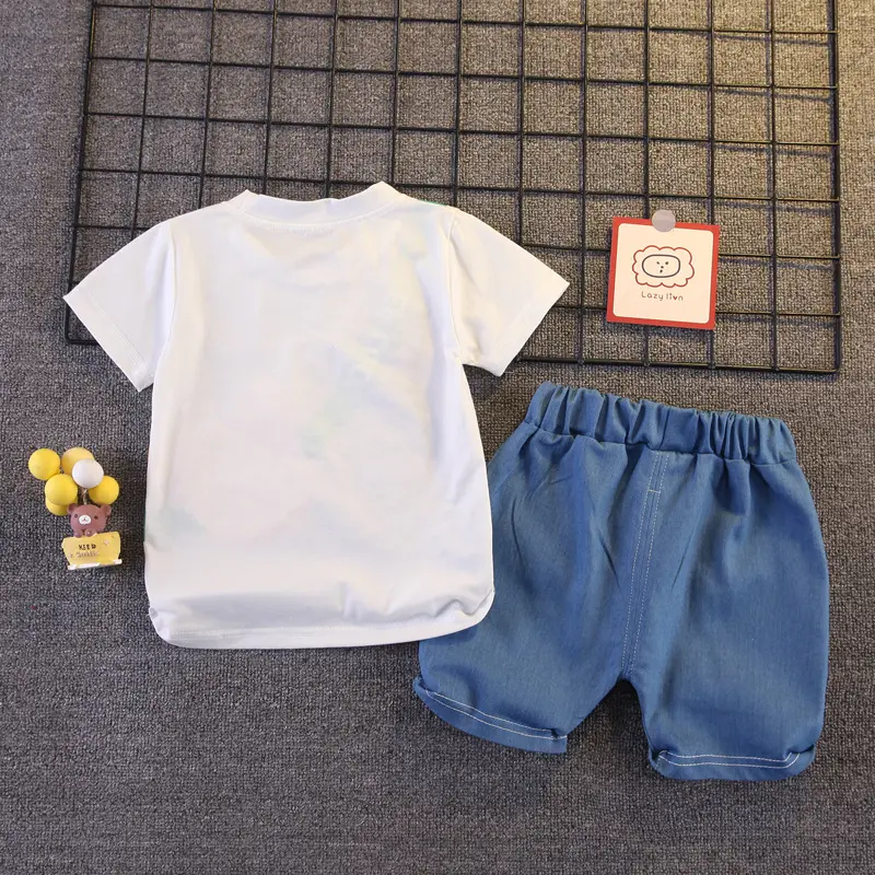 Summer Children's Top Shorts Suit Baby Fashion Cute Cartoon Suit New Boys Girls Casual Letter Pants 2 Pcs 12M-5 Years Old
