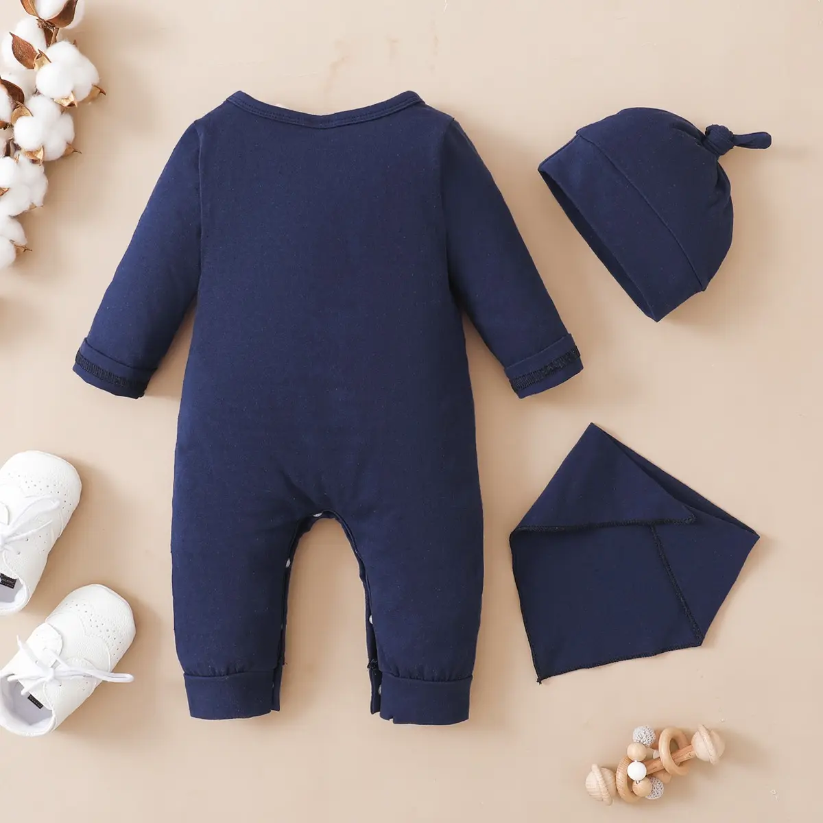 0-12 Months Newborn Baby Boy Bodysuit Toddler Baby Romper Long Sleeves Letter Print Jumpsuit+Hat Fashion Cute Style Daily Wear