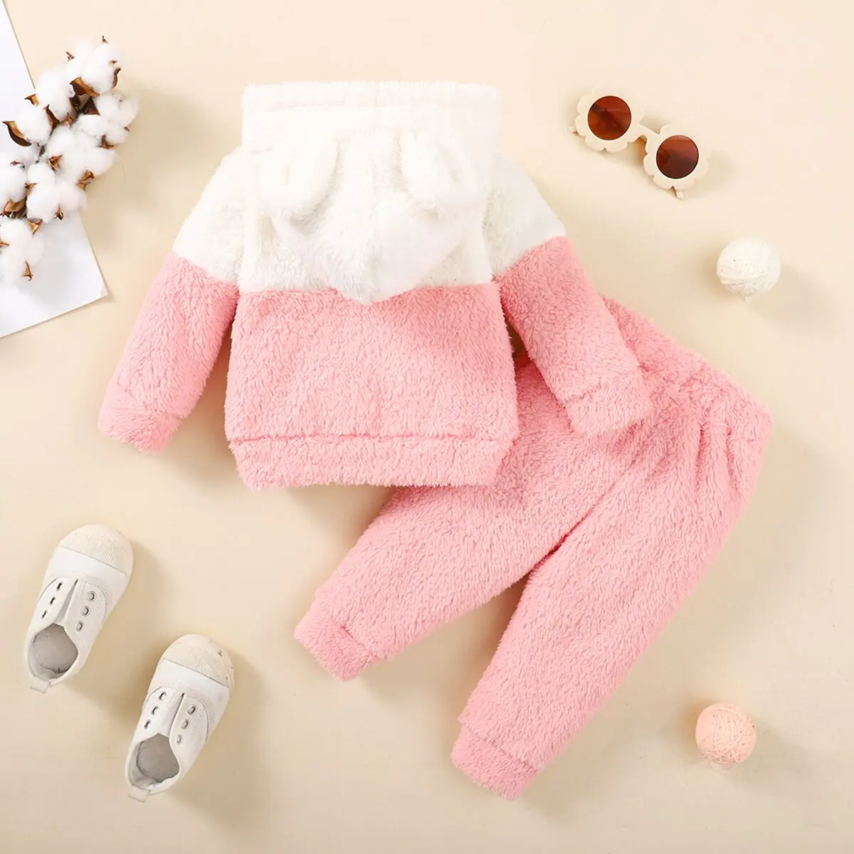 Cute Baby Clothes 3-24 Months Infant Girl Clothing Set Flannel Long Sleeve Hooded Top+Pant Winter Warm Outfit for Toddler Girl