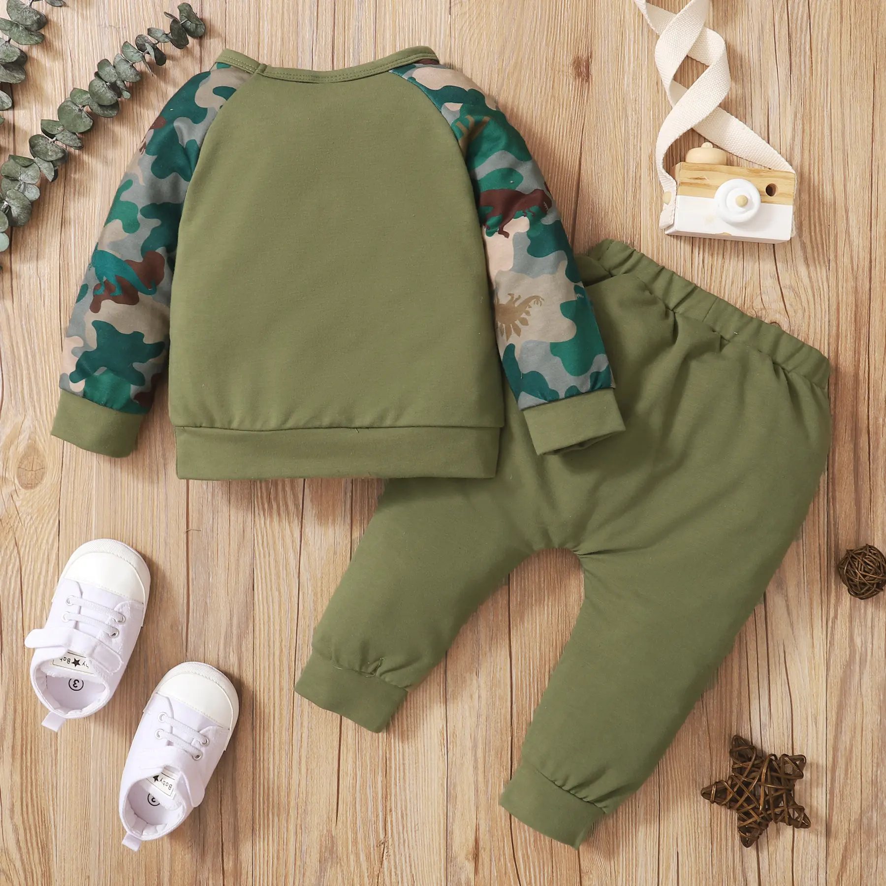 Children Boy Set Alphabet Splicing Camouflage Long Sleeve+Pants Casual 2Pcs/Set 1-4 Years old Boys' Spring  Autumn Fashion Set