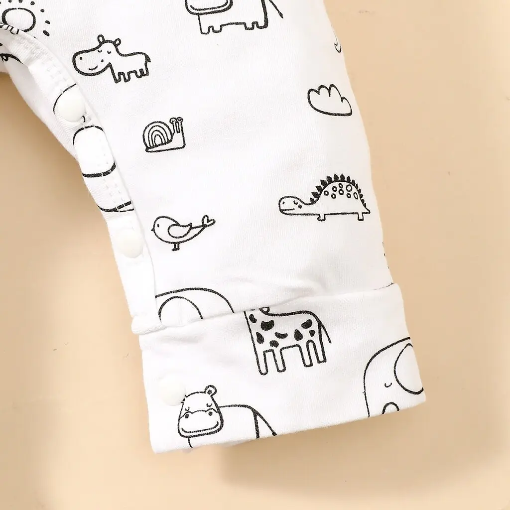 Romper for Baby Boy 0-6 Months Long Sleeves Animal Print Bodysuit with Hat Fashion Newborn Baby Spring Autumn Casual Jumpsuit