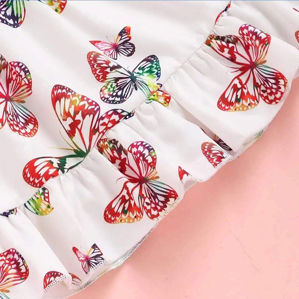 New pattern lovely Baby Girls  Colorful Butterfly Dress is Suitable for Summer Dresses for Female Babies aged 0-12 Months