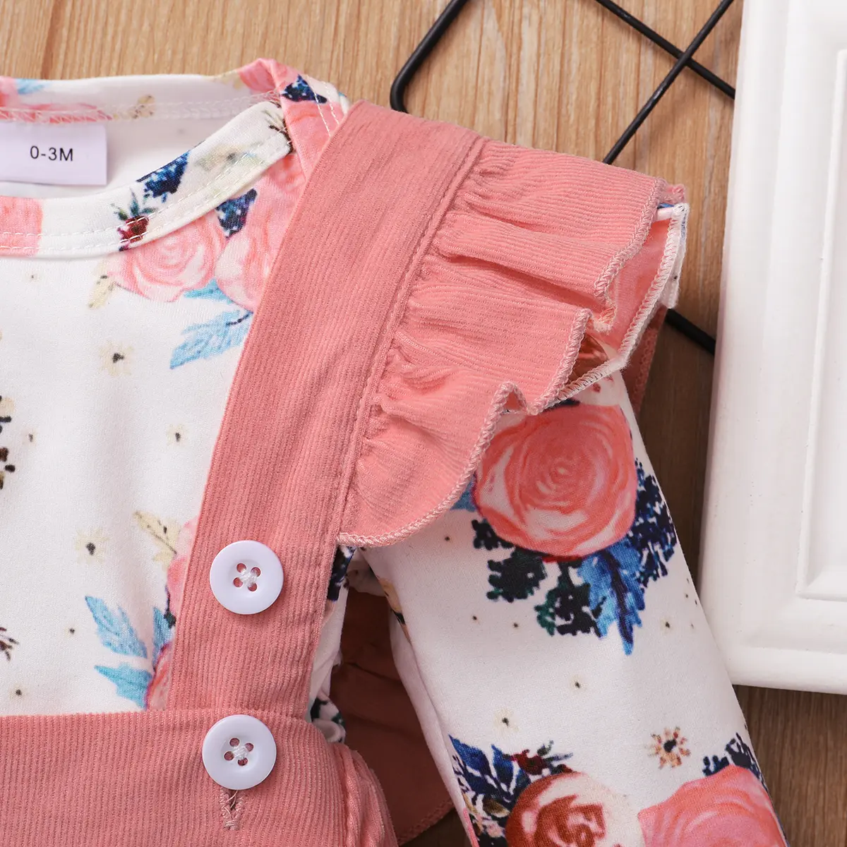 3PCS Clothes Set Newborn Baby Girl Floral Long Sleeve Romper +Suspender Skirt+Headband Spring&Autumn Cute Outfit for 0-12 Months