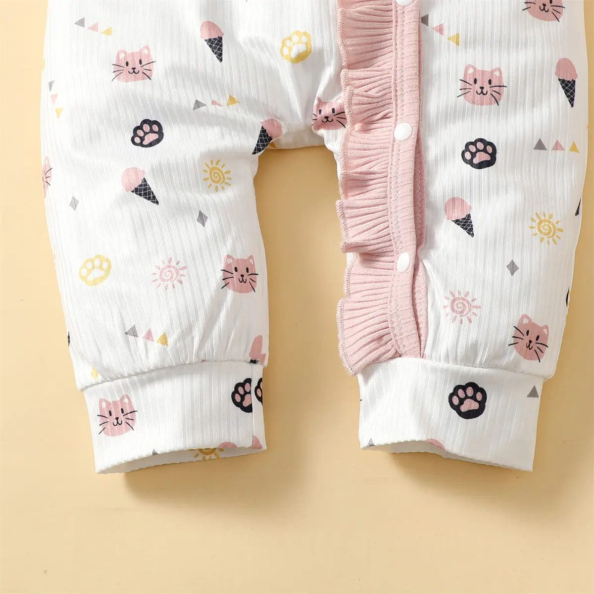 2Pcs Baby girl  Bodysuit Dessert Ruffle Edge Bodysuit+Headband fit 0-12 Months Newborn Baby girl Spring  Autumn Crawler suit