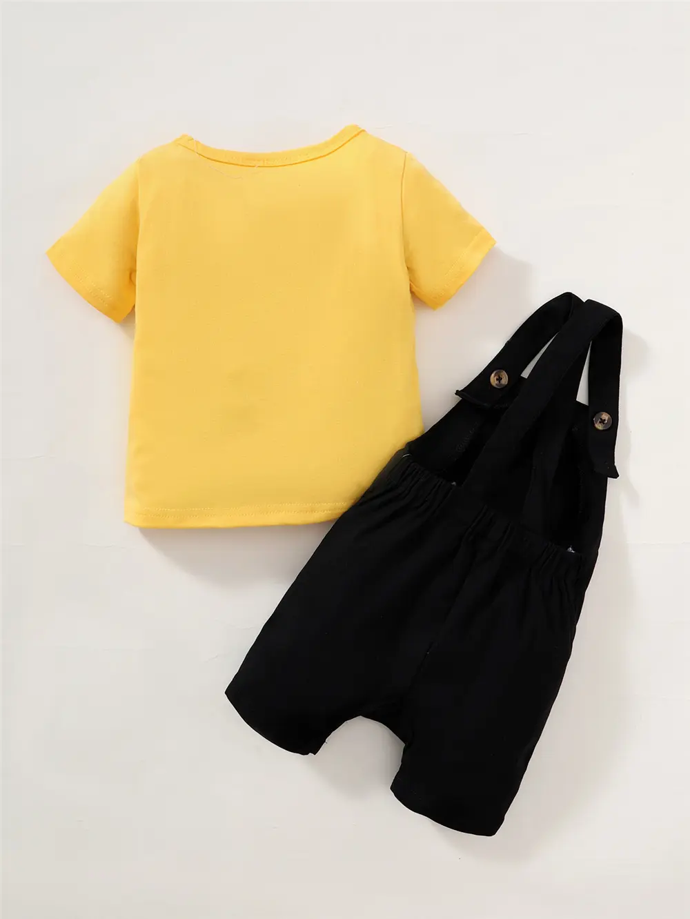 Toddler Children's Round neck Solid Color short Sleeved Top+Jumpsuits Girl 2Pcs/Set 0-3 Year old Girls Spring and autumn Set