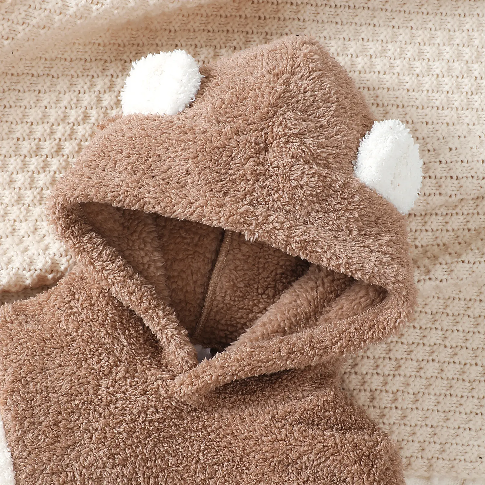 Toddler children's Boy Set Brown Hooded Plush Long sleeved Pants Two-piece Set fit 0-3 Year old Male Baby Winter Warm Suit
