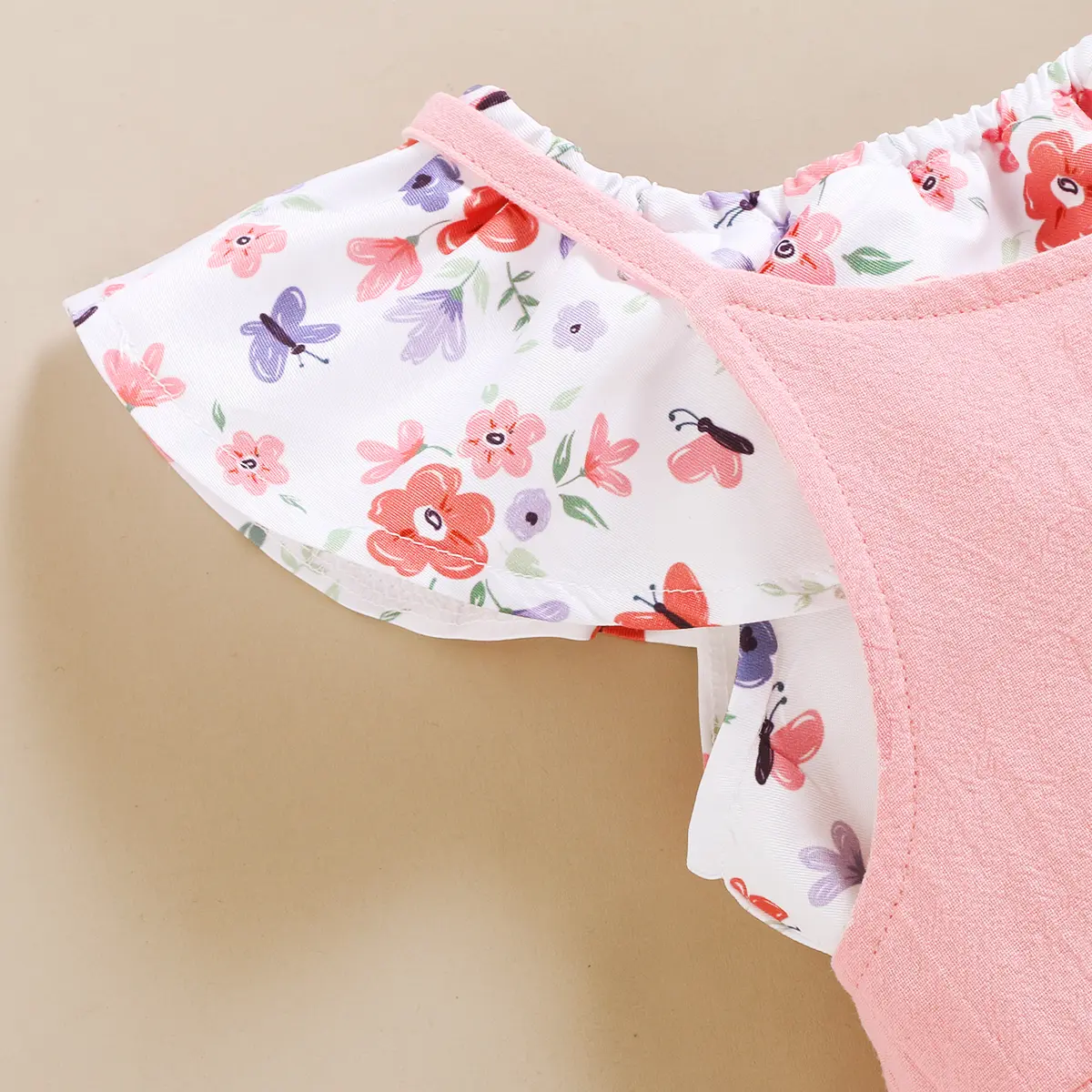 Toddler Girl Set 1-5 Years Kids Baby Girl Clothes Set Floral Print Lotus Leaf Short Top+Suspender Pant Fashion Cute 2PCS Outfit